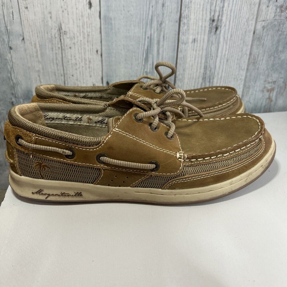Margaritaville Gulf Stream Leather Boat Shoes Mens Size 9.5